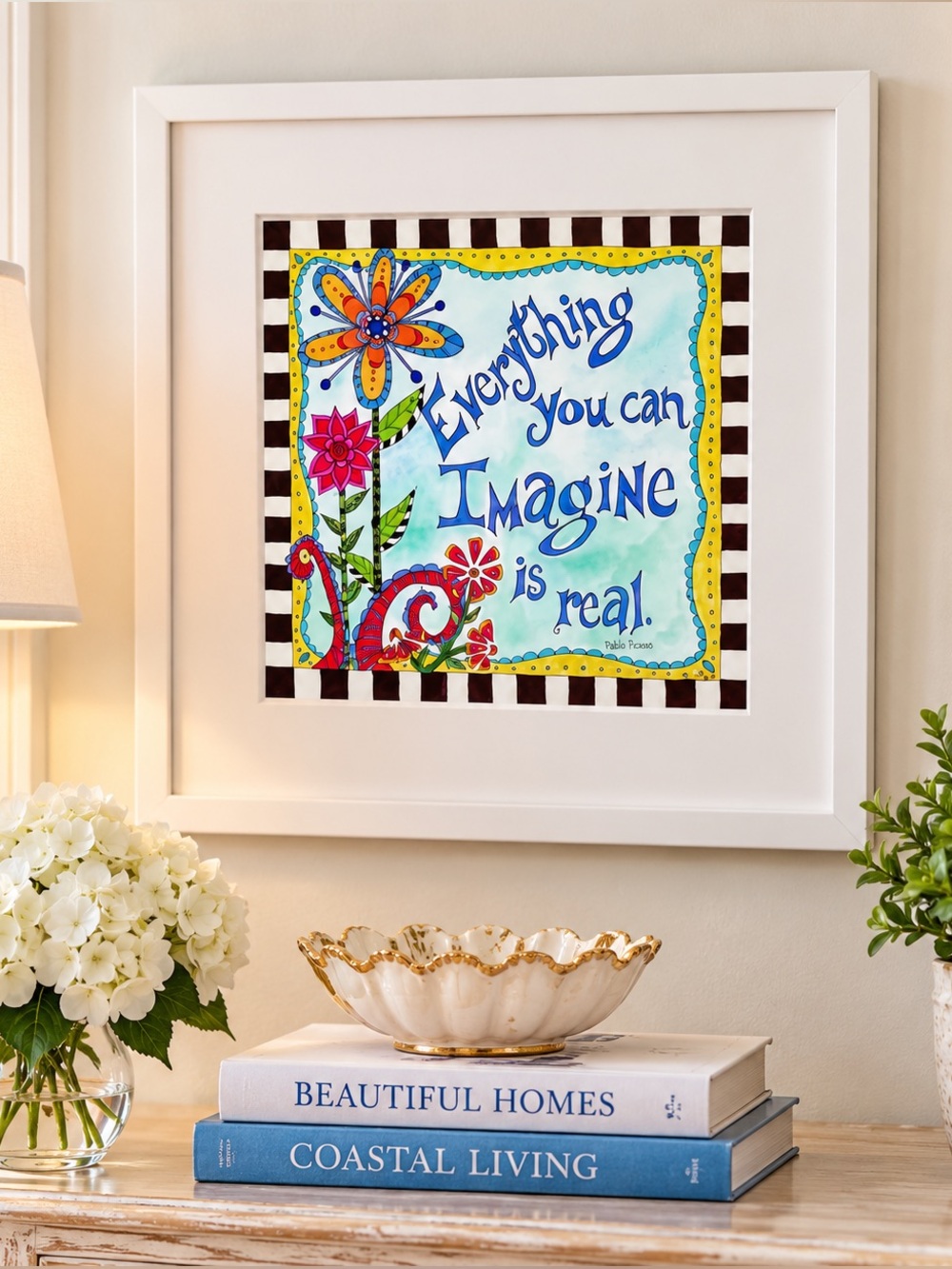 NWOT Whimsical Creative Wall Art Print Artsy Folk Art Colorful